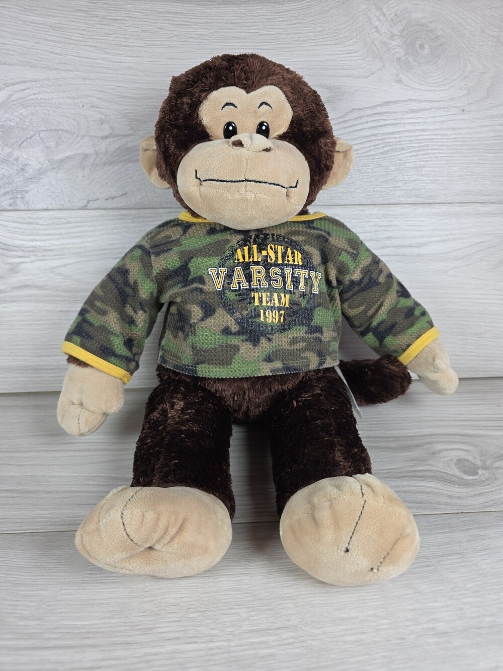 Build-A-Bear Workshop Plush Monkey in Camouflage Varsity Shirt 146